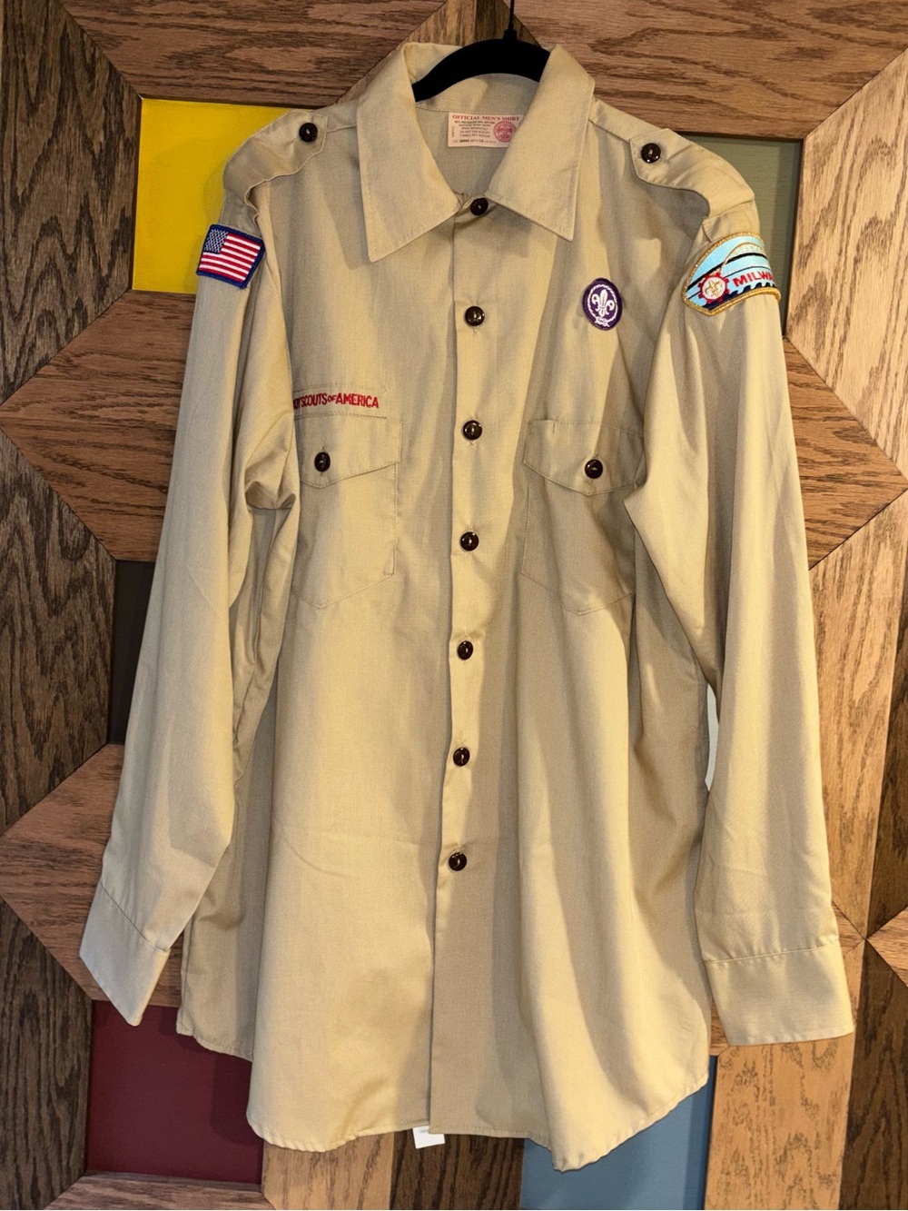 Vintage 80’s Boy Scouts of America Shirt Long Sleeve Uniform Button BOA Up Sz L